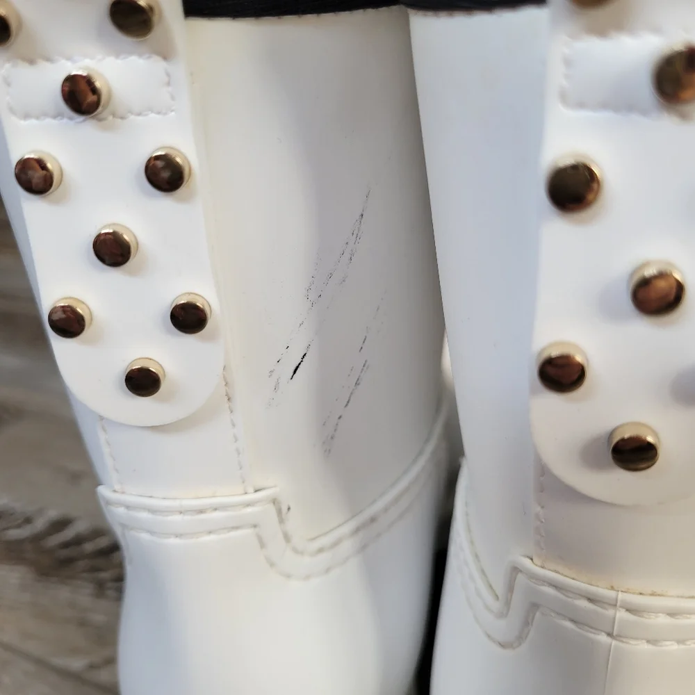 (RED) Valentino Wellington White Rain Boots Size 37